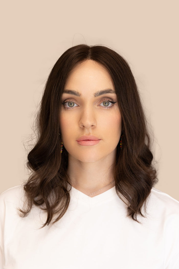 Natural-looking lace-top human hair wig, an example of a medical-grade wig, at Dorin Wigs in Fort Lauderdale