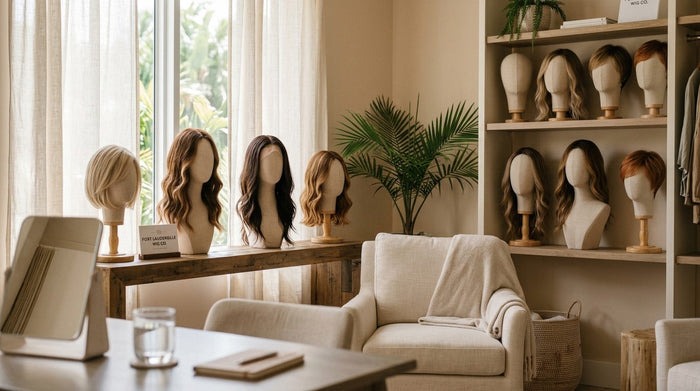 Warm and welcoming wig consultation room at Dorin Wigs showroom in Fort Lauderdale, South Florida