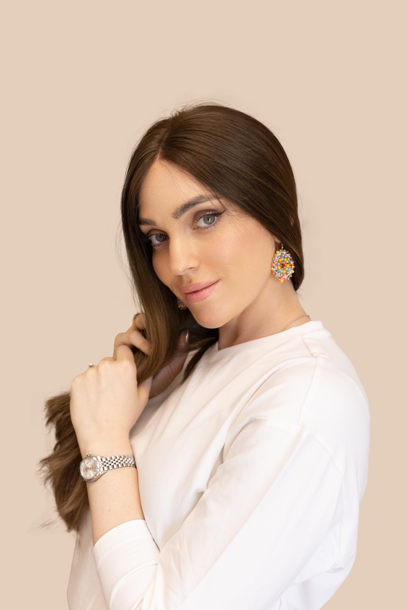 Silky Beige Flow | LACE TOP